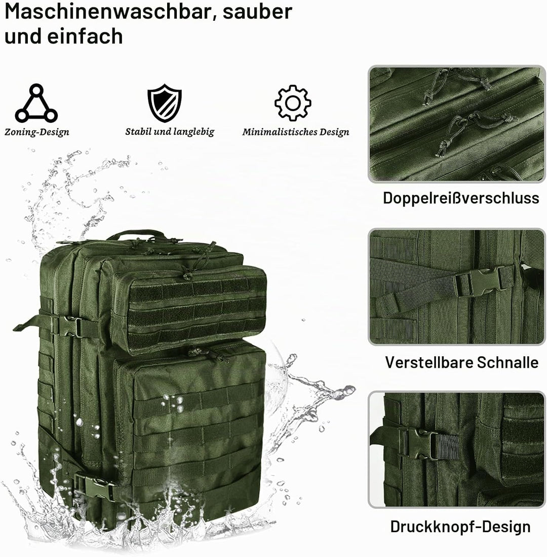 Militär Rucksack Herren,45L Gross Rucksack Wasserdicht Outdoor Assault Survival Wanderrucksack Herre