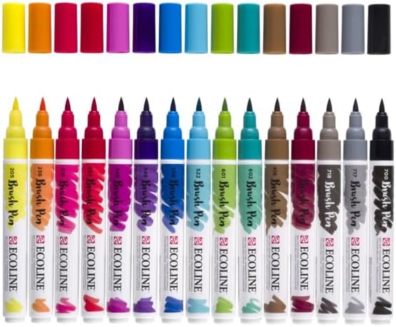 Ecoline Pinsel- und Papier-Set, 15 Federmäppchen + Skizzenblock, 24 x 32 cm, 290 g/m², Sparpack