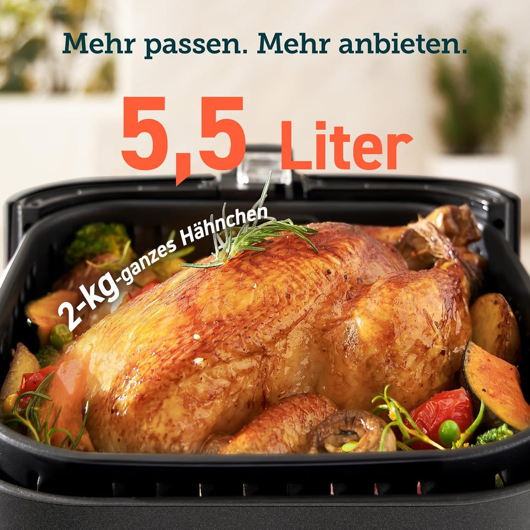 COSORI Heissluftfritteuse 5,5L XXL Weiss Friteuse Heissluft Fritteusen Air Fryer mit Digitalem LED-T