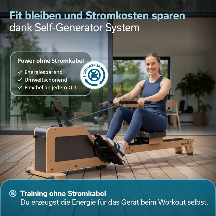 Skandika Rudergerät für Zuhause Torin P6-G | Rudergeräte Krafttraining, mit Eigenantrieb, Rahmen aus