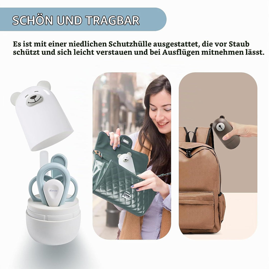 Baby Nagel Set, Baby Maniküre Set und Pediküre Set mit niedlichem Etui. Baby Nagelknipser und Bürste