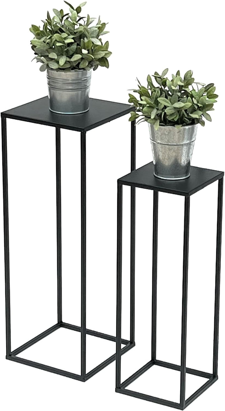 DanDiBo Blumenhocker Metall Schwarz Eckig Blumenständer Beistelltisch 96315 2er Set Blumensäule Mode