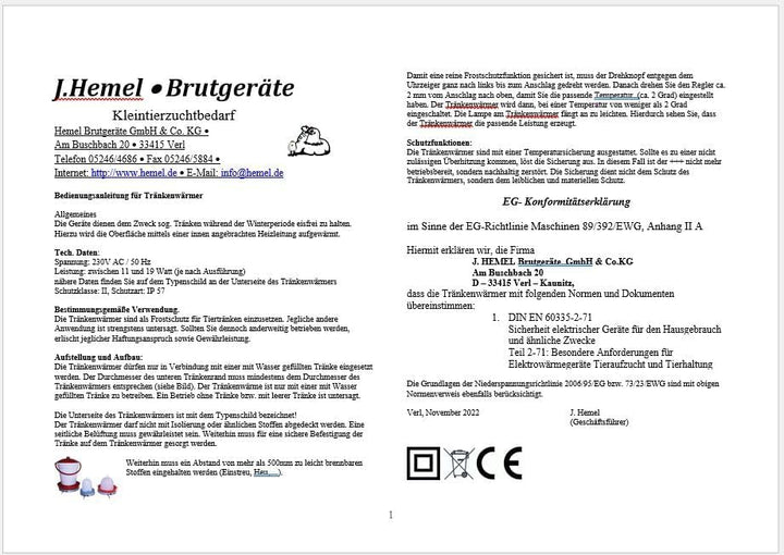 Hemel Tränkenwärmer mit Thermostat - Ø 33 cm, Wärmeplatte, Heizplatte, Tränkenheizung