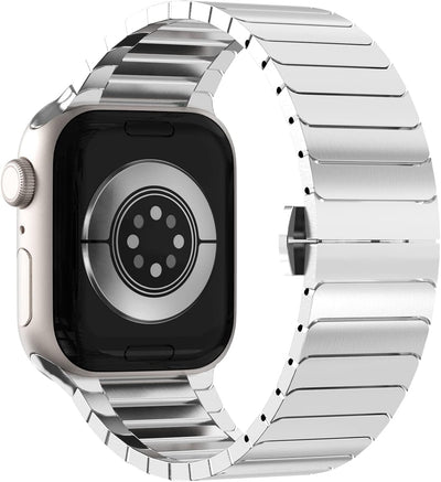 NewWays 38mm 40mm 41mm Kompatibel mit Apple Watch Armband,Edelstahl Gliederarmband Ersatzarmbänder G