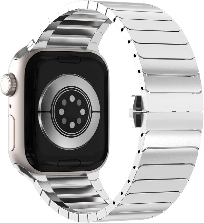 NewWays 38mm 40mm 41mm Kompatibel mit Apple Watch Armband,Edelstahl Gliederarmband Ersatzarmbänder G