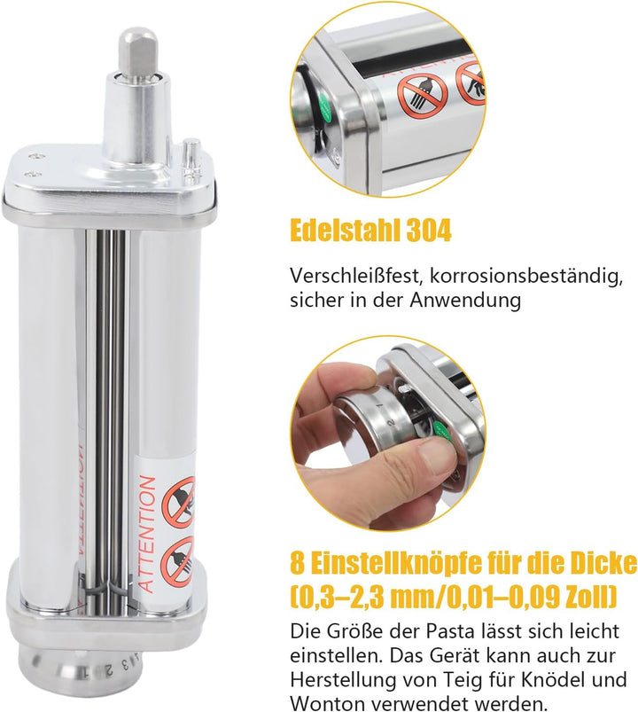 Nudelmaschine-Aufsatz für Kitchenaid-Standmixer, Nudelmaschinen-Zubehör, Nudelroller, Spaghettischne