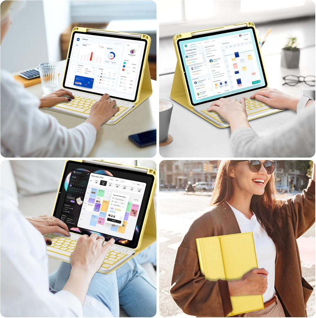 IVEOPPE Hülle mit Tastatur für iPad A16 11 Generation 2025/10 Generation 2022, Bluetooth Magnetische