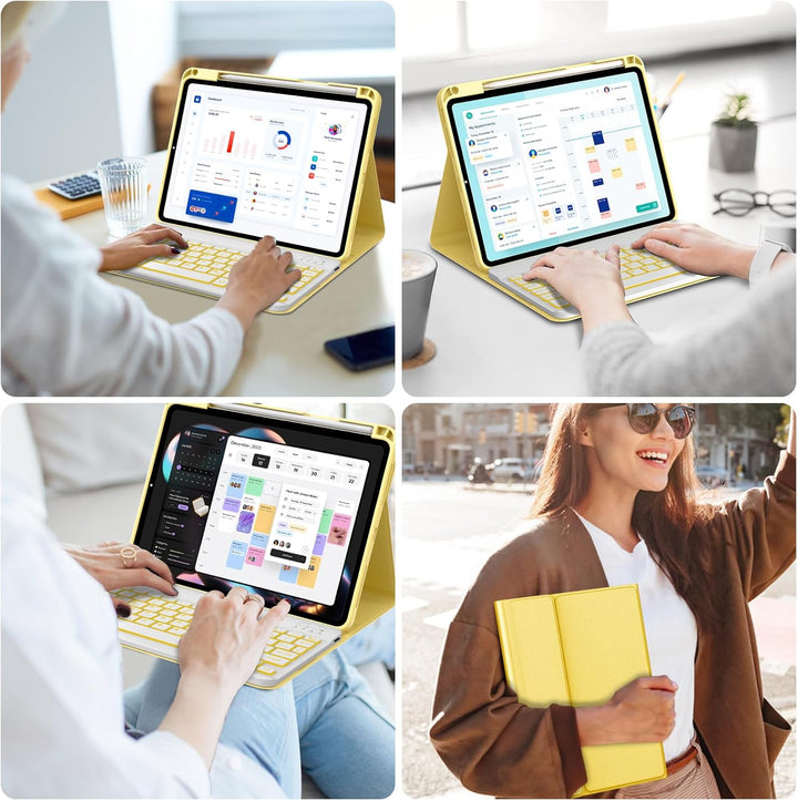 IVEOPPE Hülle mit Tastatur für iPad A16 11 Generation 2025/10 Generation 2022, Bluetooth Magnetische