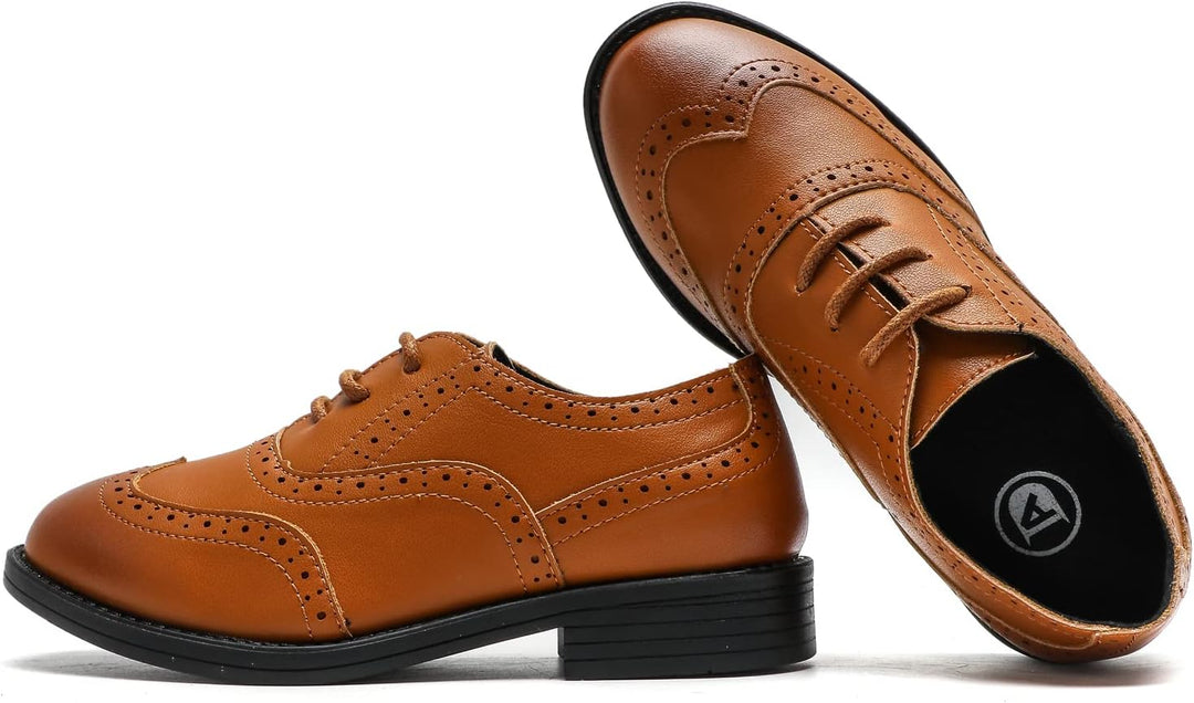 DADAWEN Jungen Schnürhalbschuhe Schule Uniformschuhe Anzugschuhe 27 EU Gelb, 27 EU Gelb