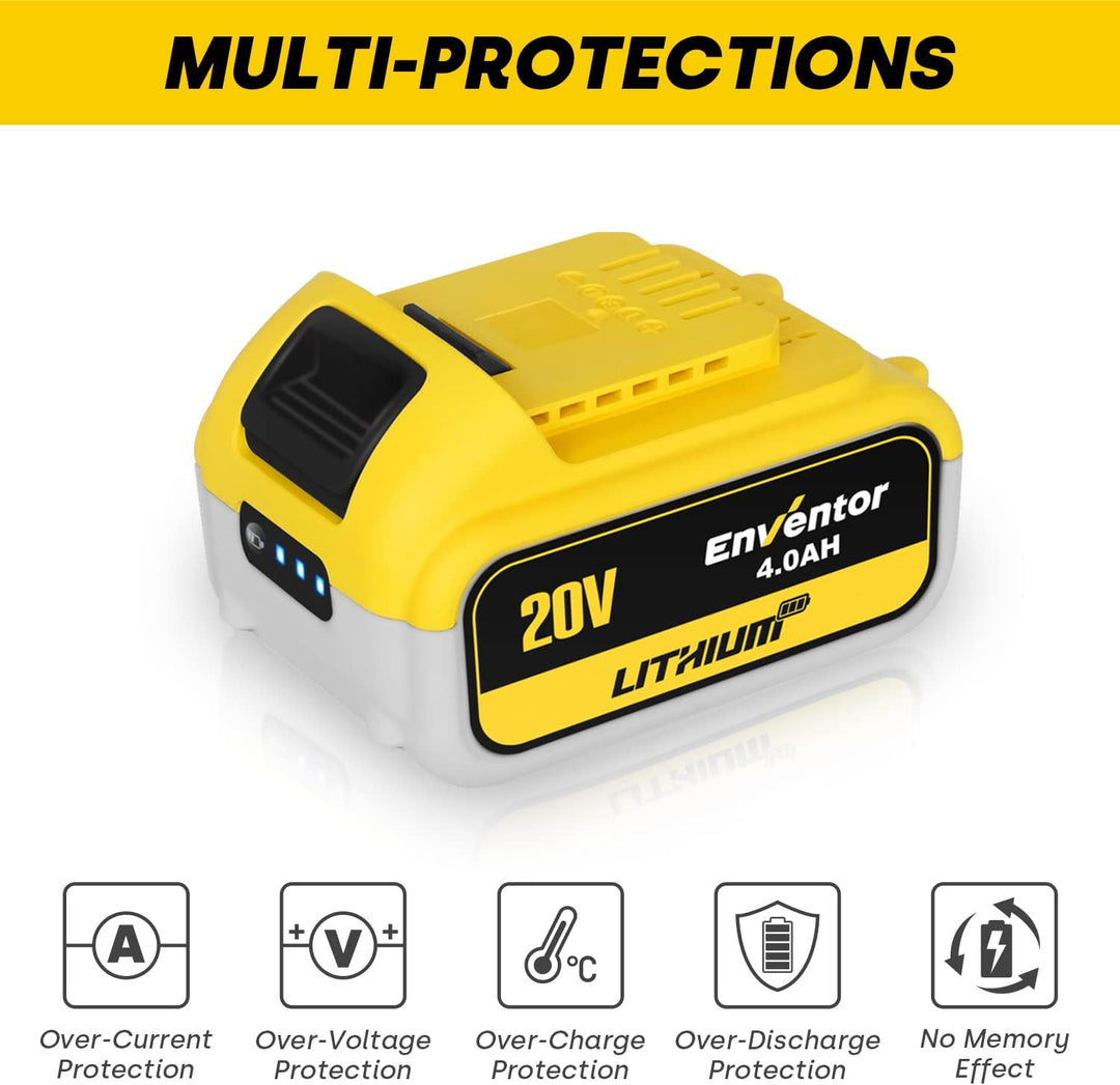 20V 4.0Ah Batterien, ENVENTOR Batterie-Backup mit LED, für Enventor 20V Elektrowerkzeuge
