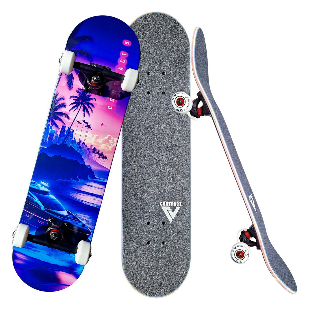 Komplett Skateboard Pacific Paradise - für Kinder und Jugendliche - 7-lagiges Ahornholz Deck - Mediu