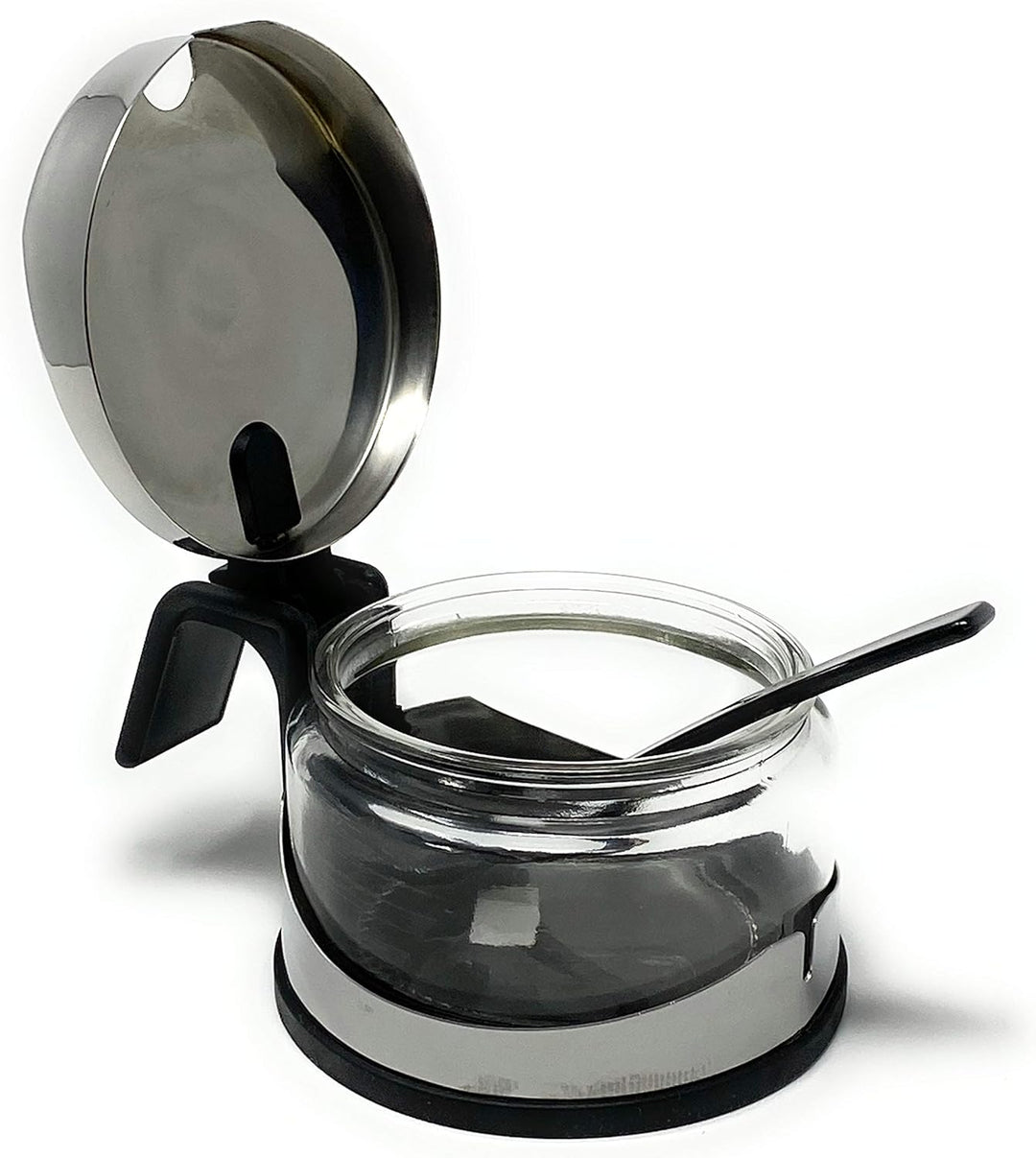 Zuckerdose Glas mit Deckel Edelstahl mit Löffel Zuckerbehälter Zuckerspender Parmesandose Marmeladen