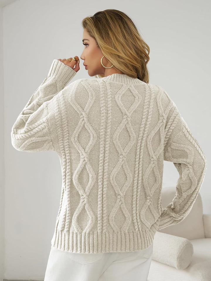 Saodimallsu Damen Pullover Rollkragen Oversized Fledermaus Langarm Sweatshirt Lose Grobstrick Casual