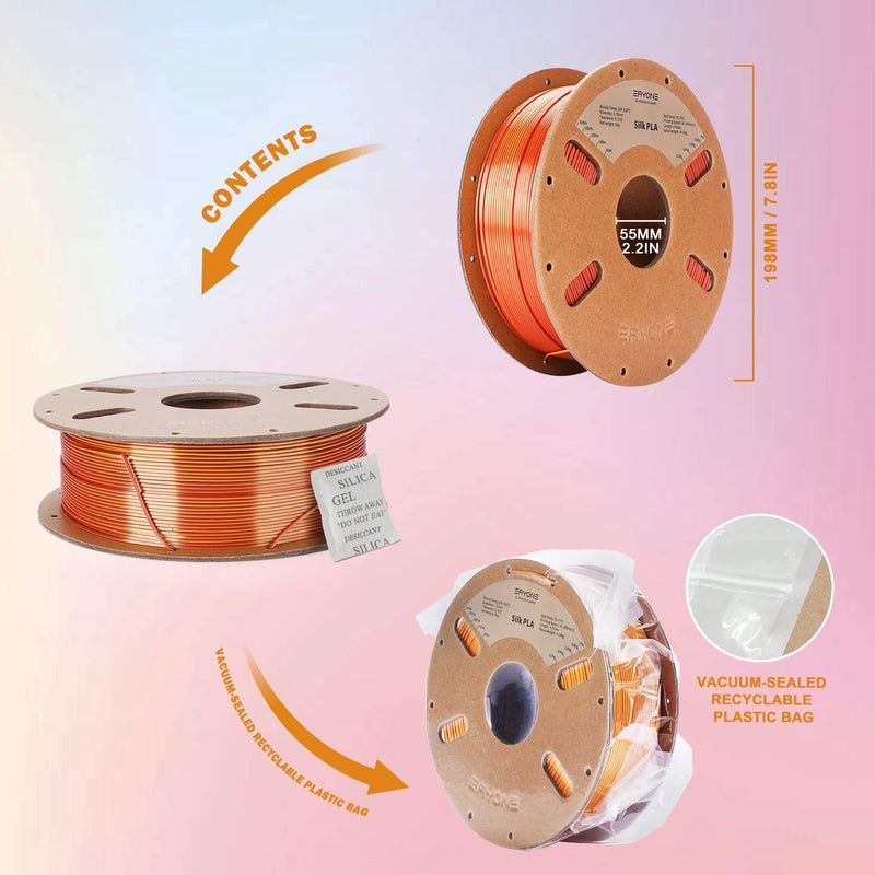 ERYONE Dual Two-Tone PLA Filament 1.75 mm, 3D Printer Filament, 1 kg Spool +/- 0.02 mm, Silk Gold &