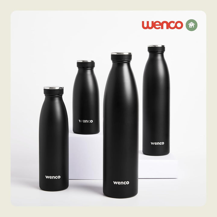 wenco Trinkflasche Edelstahl 0,5l / 500ml isoliert und auslaufsicher für kalte und heisse Getränke a