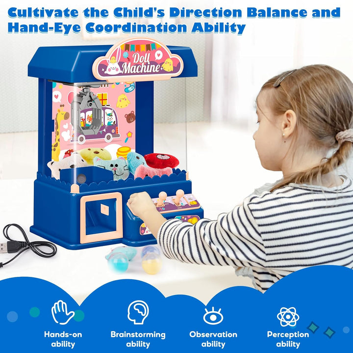 Mini Greifmaschine Candy Doll Gachapon Grabber Süssigkeiten Greifautomat mit Münzschiebe und Greifar