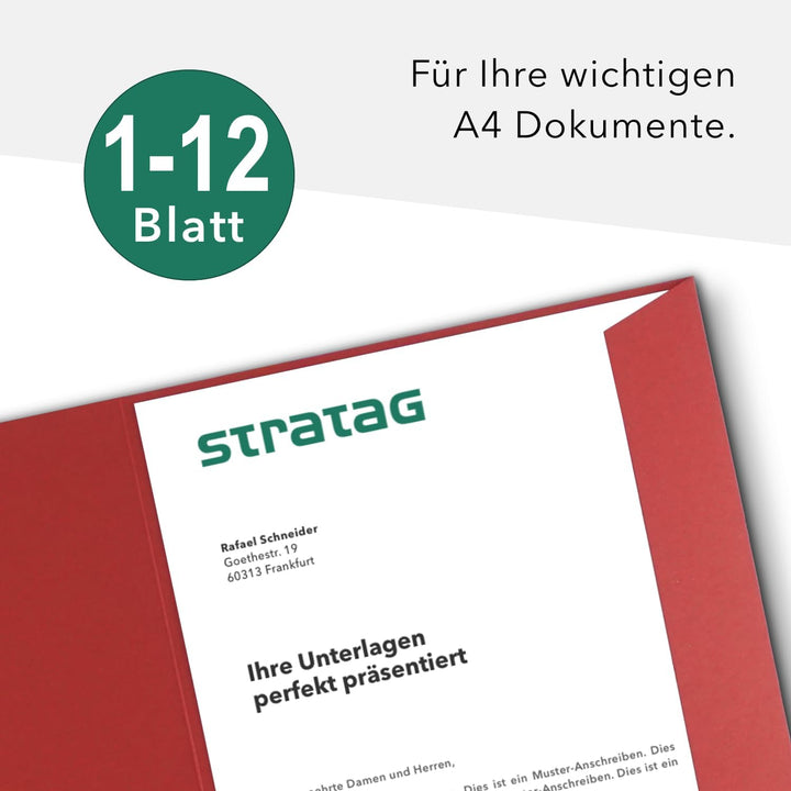Präsentationsmappe A4 in Rubinrot 20 Stück (wählbar) - erhältlich in 7 Farben - direkt vom Herstelle