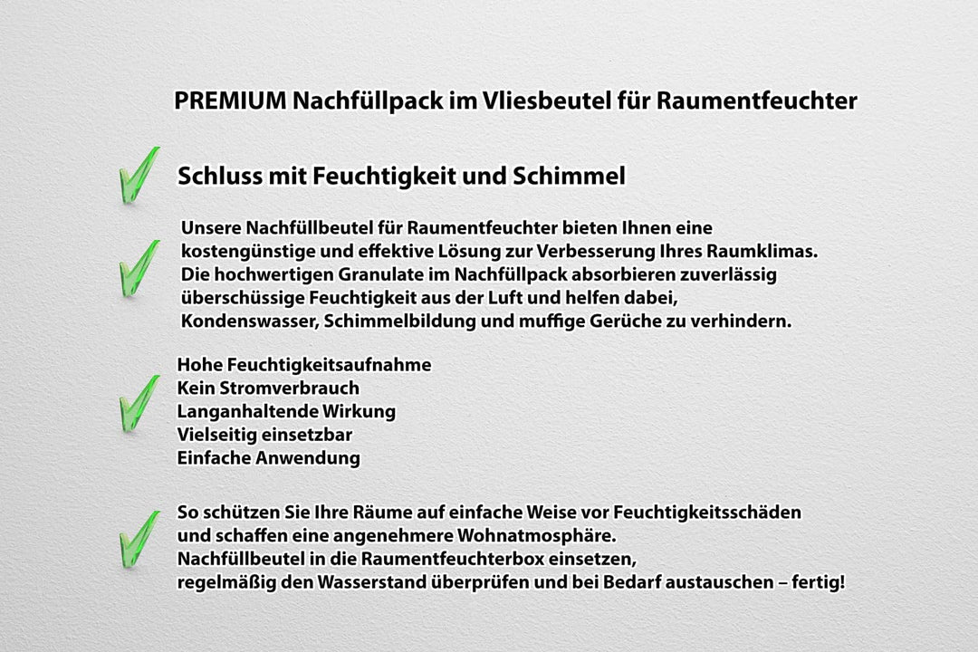Nachfüllpackungen, Granulat im Vliesbeutel für Raumentfeuchter Luftentfeuchter 10 x 1,2 kg VABIONO