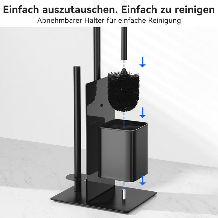 Edelstahl Klopapierhalter Stehend mit Klobürste - Toilettenpapierhalter Stehend mit WC Bürste, Ohne