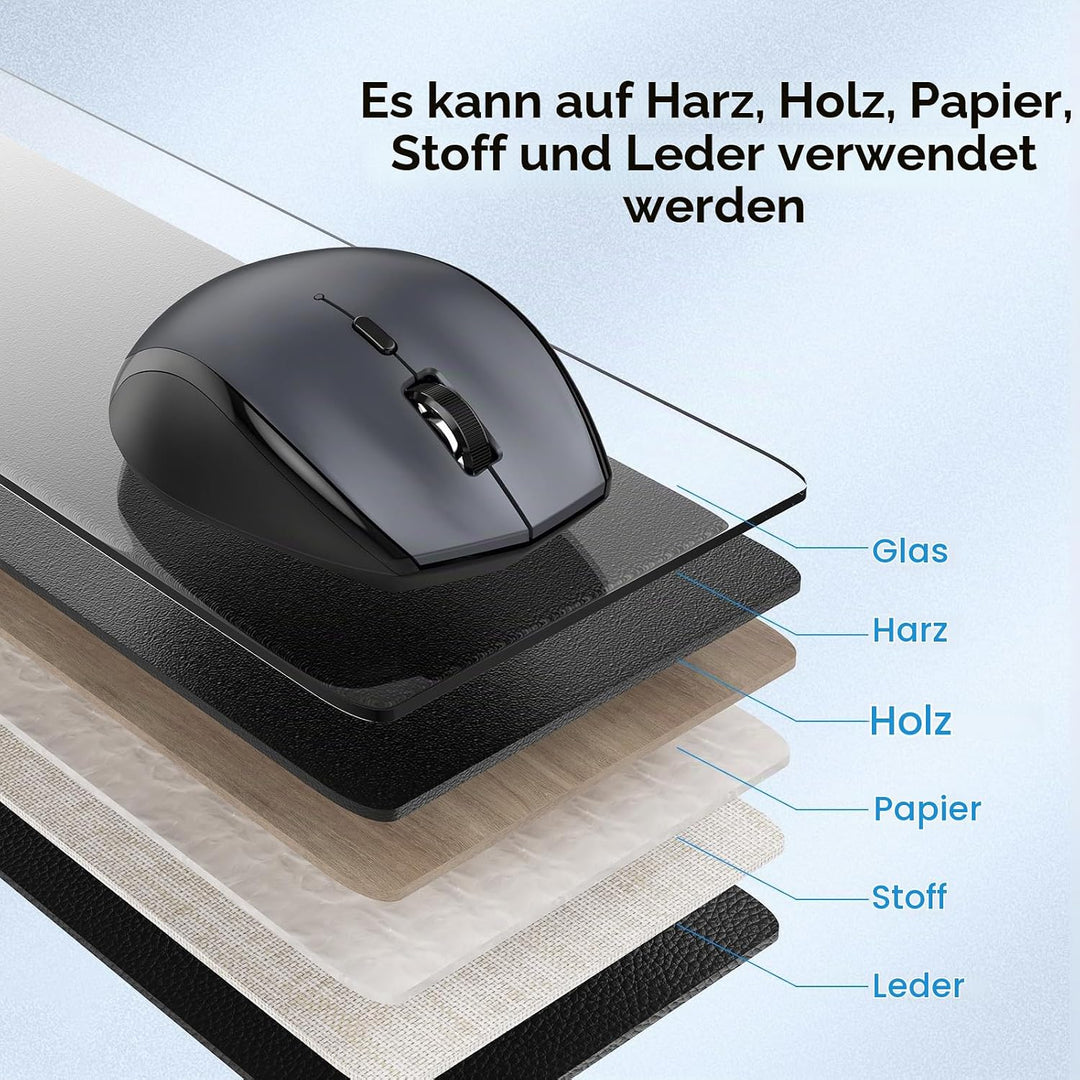 TECKNET Silent Maus Kabellose, 4800DPI 2.4GHz Leise Funkmaus mit Nano Empfänger, Side Control, Ohne