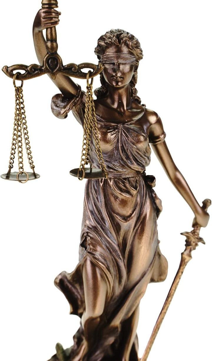 Veronese Justitia Göttin der Gerechtigkeit Bronziert Figur 21cm Poly