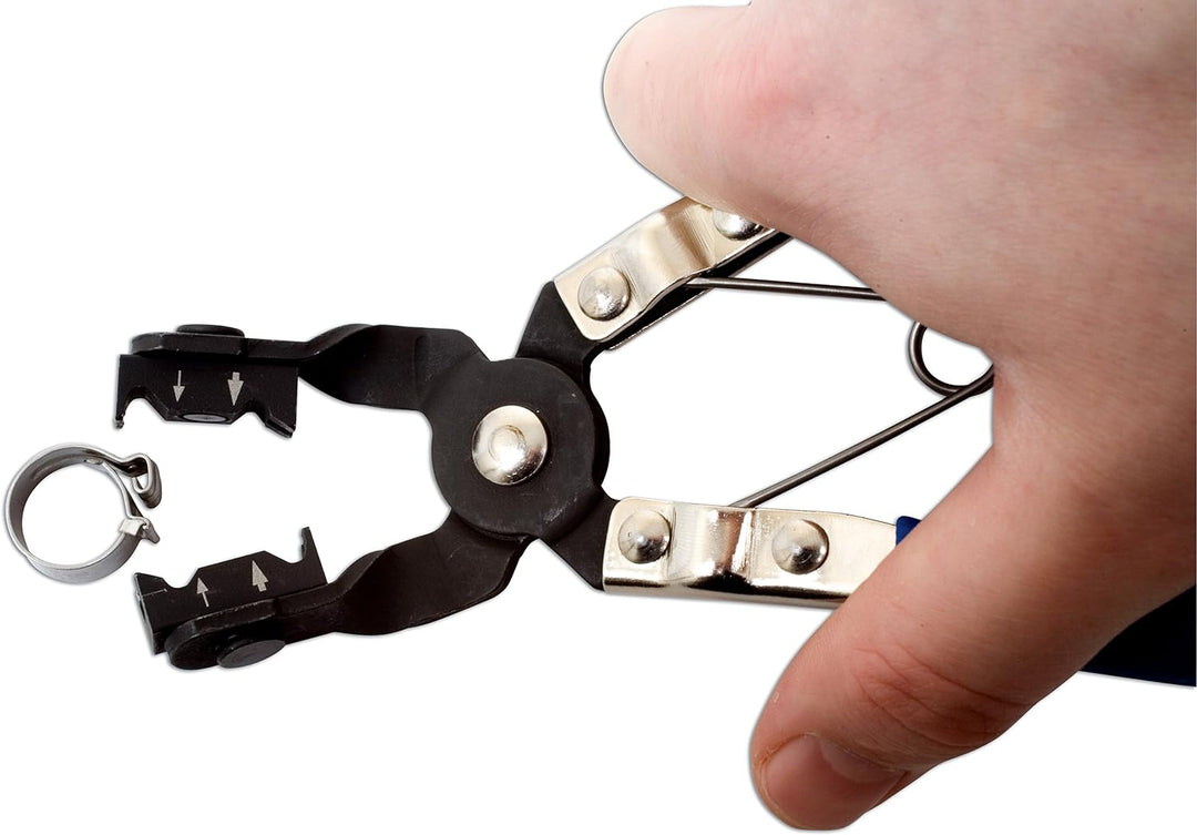 Laser 4231 4231 Schlauchkle mmenzange - Schwenkkopf, Abgewinkelte Backen