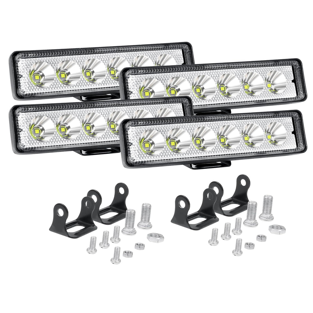 AUXTINGS 4 Stücke 6 Zoll 18W dünn LED Arbeitsscheinwerfer 15 cm Flutlicht Leuchtfleck LED Pods 12V 2