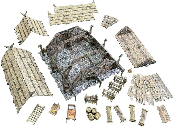 Fantasy Battle Systems Wargames Terrain - Mead Hall - Multi Level Tabletop War Game Board - Wargamin
