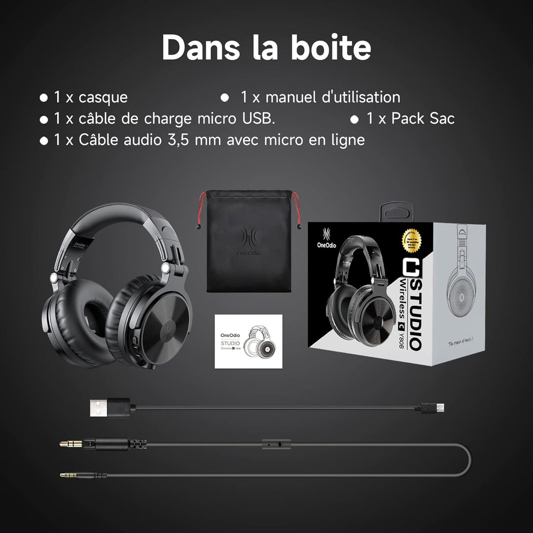 Oneodio Kabellos & Verdrahtet Bass Stereo Ohr-Kopfhörer Hi-Fi Klang Bluetooth Faltbare,30 Stunden Sp