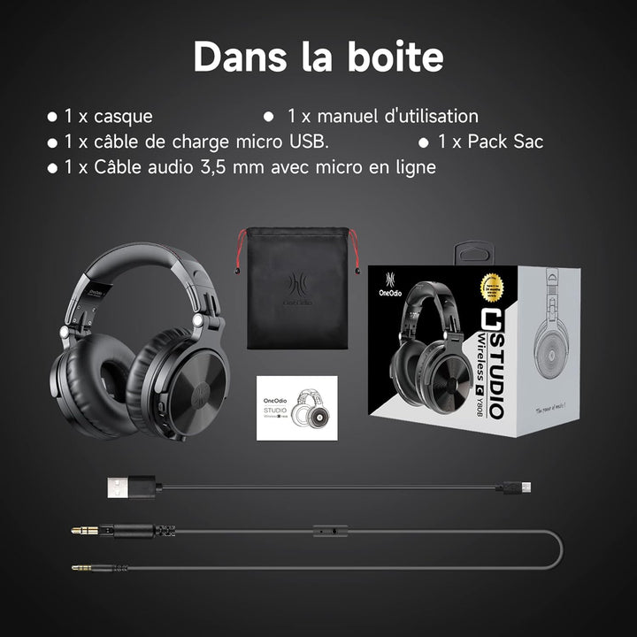 Oneodio Kabellos & Verdrahtet Bass Stereo Ohr-Kopfhörer Hi-Fi Klang Bluetooth Faltbare,30 Stunden Sp