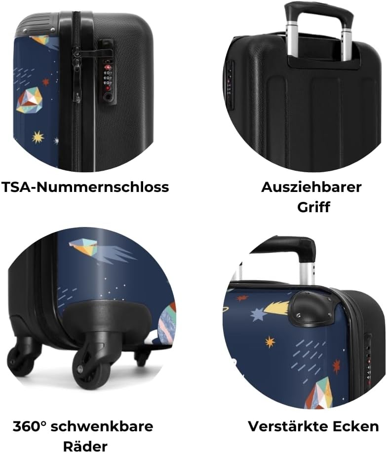 Kinderkoffer Personalisiert, 67 cm - 72 L - Reisekoffer, Rollkoffer Kinder - Trolley Gross Planetenm