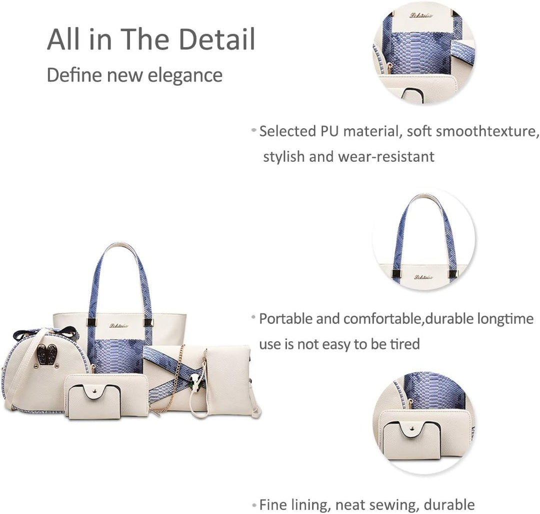 NICOLE&DORIS Handtaschen Damen 6 Stück Geldbörse für Damen Top-Griffe Umhängetaschen Brieftaschen Cr