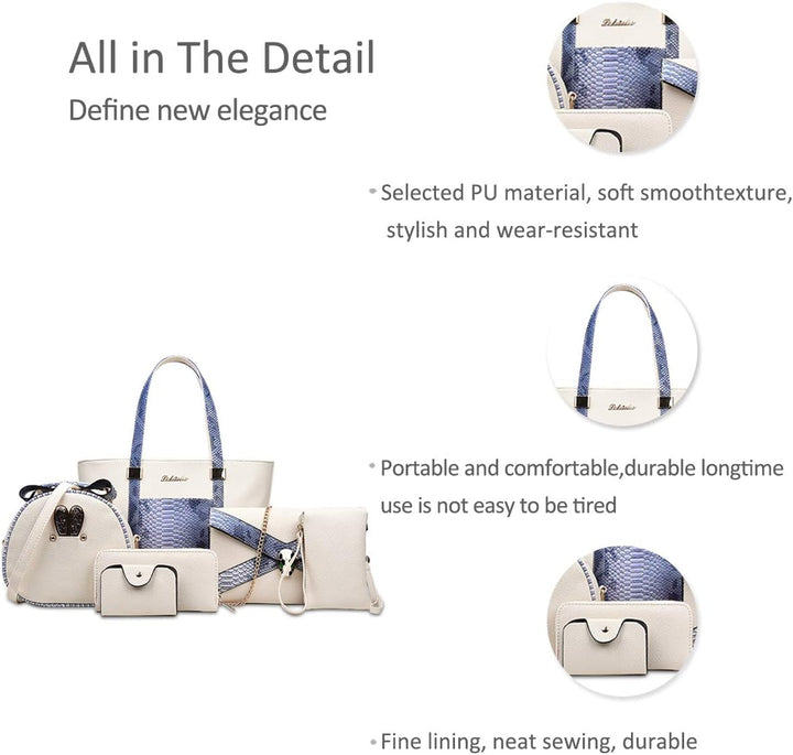 NICOLE&DORIS Handtaschen Damen 6 Stück Geldbörse für Damen Top-Griffe Umhängetaschen Brieftaschen Cr