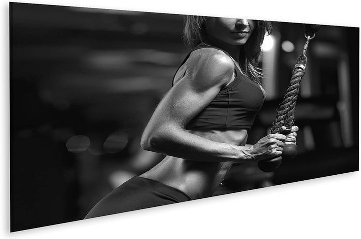 islandburner Bild auf Leinwand Fitness Frau Fitnessstudio Bilder Wandbilder Poster Leinwand 120x40cm