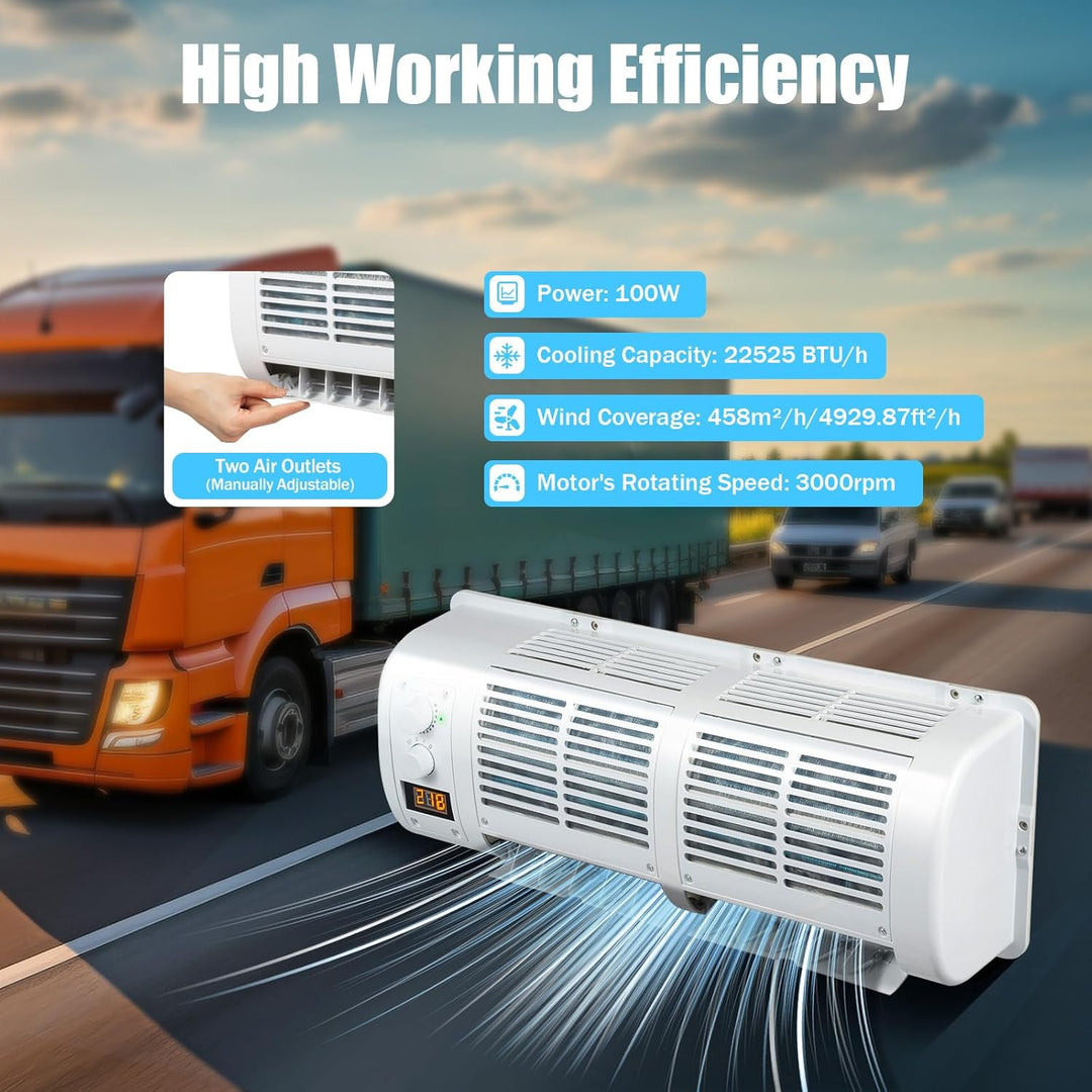 12V LKW Klimaanlage mit LCD Display, 100W Auto Split Klimagerät mit 3 Stufen & Temp Regler, Wandklim