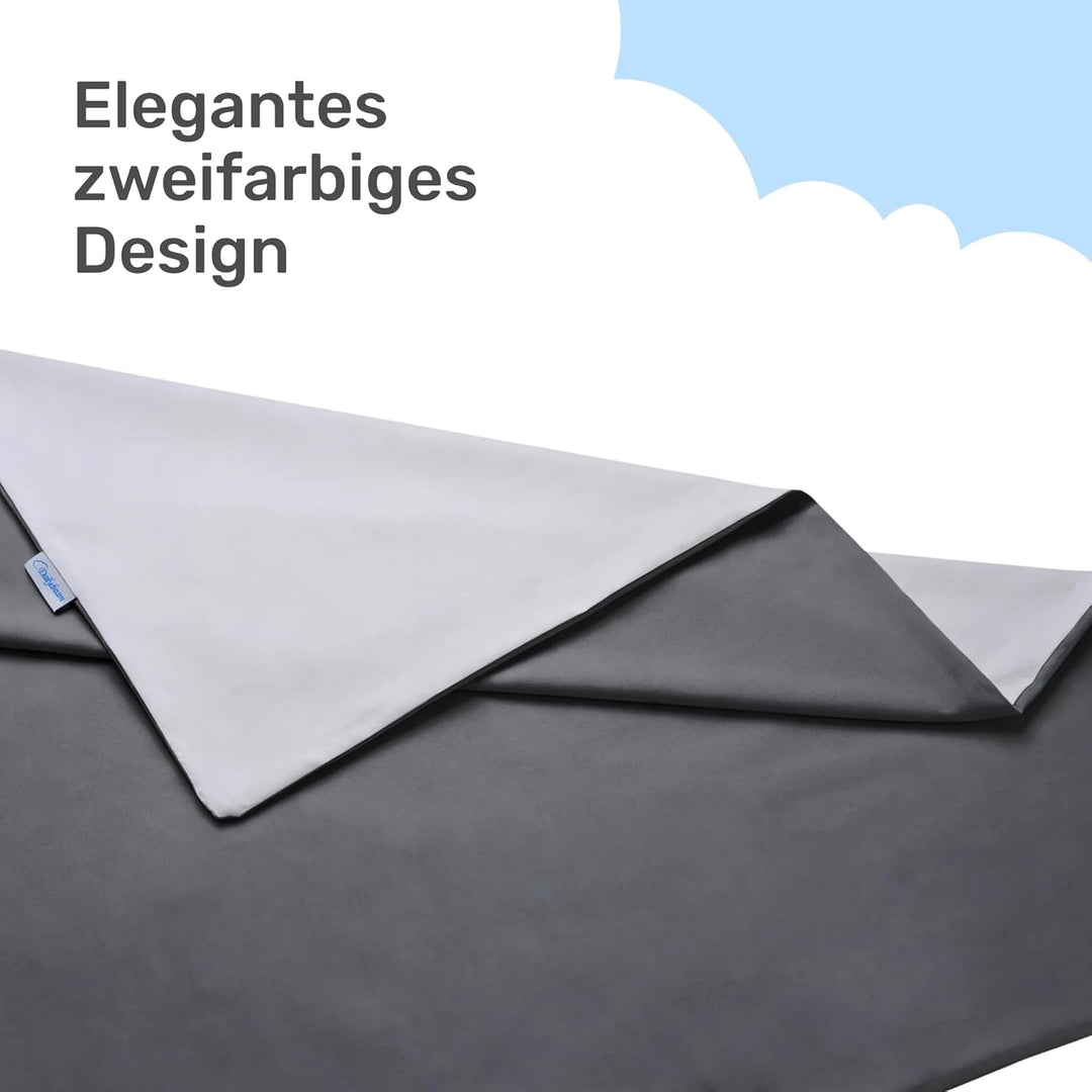 Dailydream Bezug für Erwachsenengewichtsdecke 135 x 200 cm | zweifarbig grau | 100% Baumwolle | Ersa