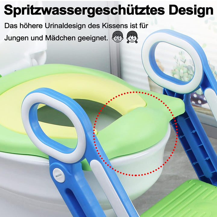 Toilettensitz Kinder mit Treppe, Aufun Toilettentrainer Faltbar Leiter Lerntöpfchen mit Treppe Baby