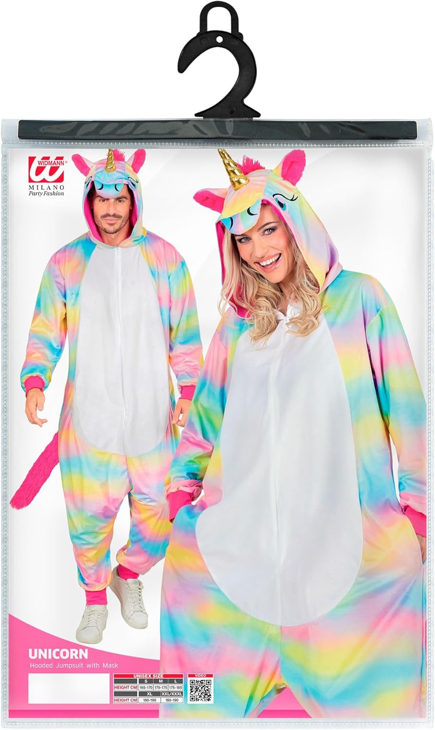 W WIDMANN MILANO Party Fashion - Tier Overall für Erwachsene, weicher Plüsch Jumpsuit mit Kapuze, Ti