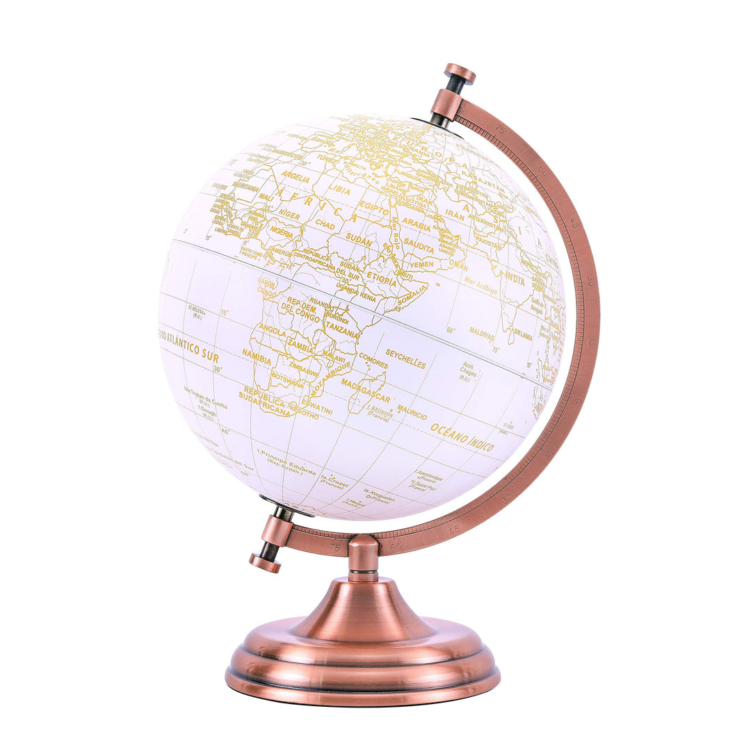 EXERZ 20cm Globus Golden Farbe Metallisch - Pädagogische, Geografische, Moderne Desktop-Dekoration -