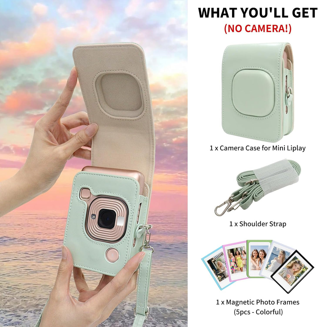 HIYQIN Mini LiPlay Tasche und Magnetische Bilderrahmen, Schutzhülle Kompatibel mit Fujifilm Instax L