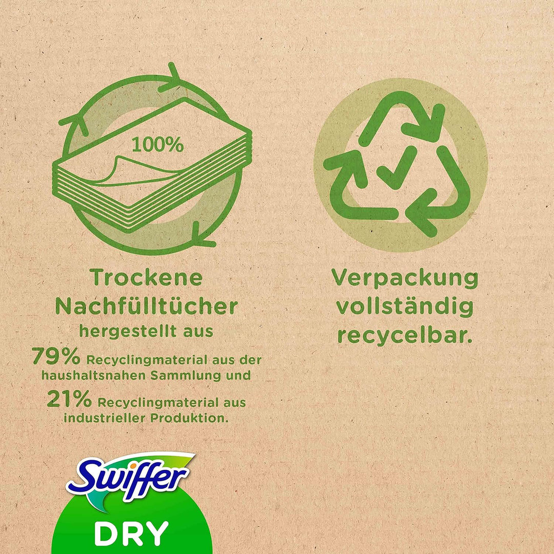 Swiffer Bodenreiniger Trockene Bodentücher, 120 Stück, Ideal für Staub, Tierhaare & Allergene, Weiss