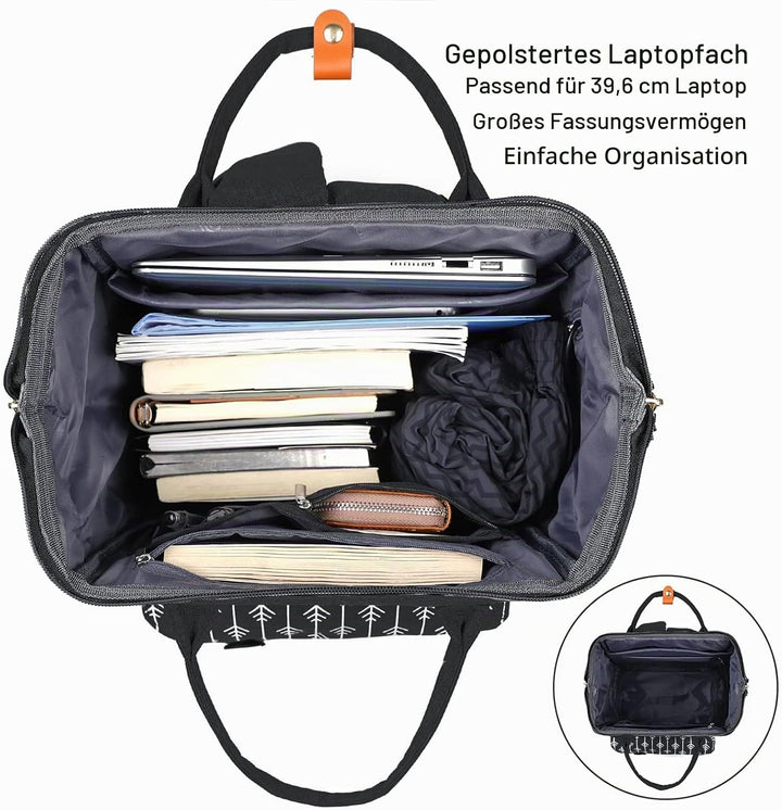 Rucksack Damen, Schulrucksack Mädchen, 15,6 Zoll Laptop Rucksack mit USB Ladeanschluss, Rucksack Ges