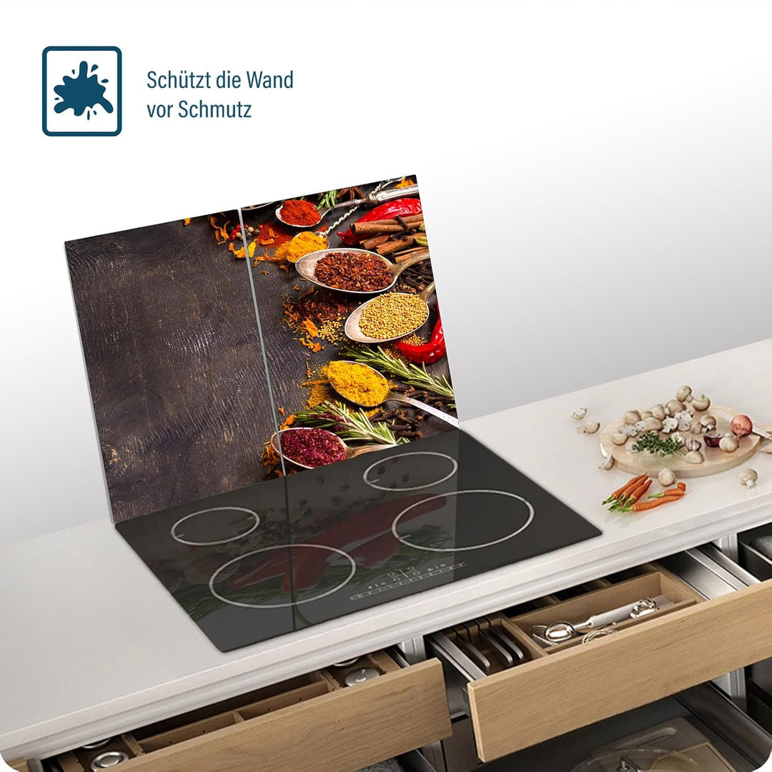 Herdabdeckplatte – Gehärtetes Glas Schneidebrett & Ceranfeld Abdeckplatte 2 Teilig 30x52 & 35x52 – H