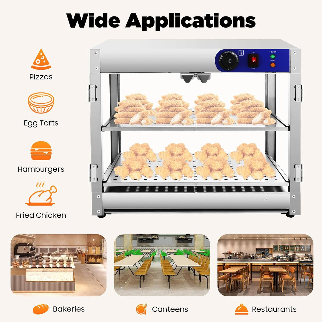 Warmhaltevitrine HeissE Theke SpeisenwäRmer 800W 30-85°C Warmhaltetheke mit Lebensmittel-Clip und 2