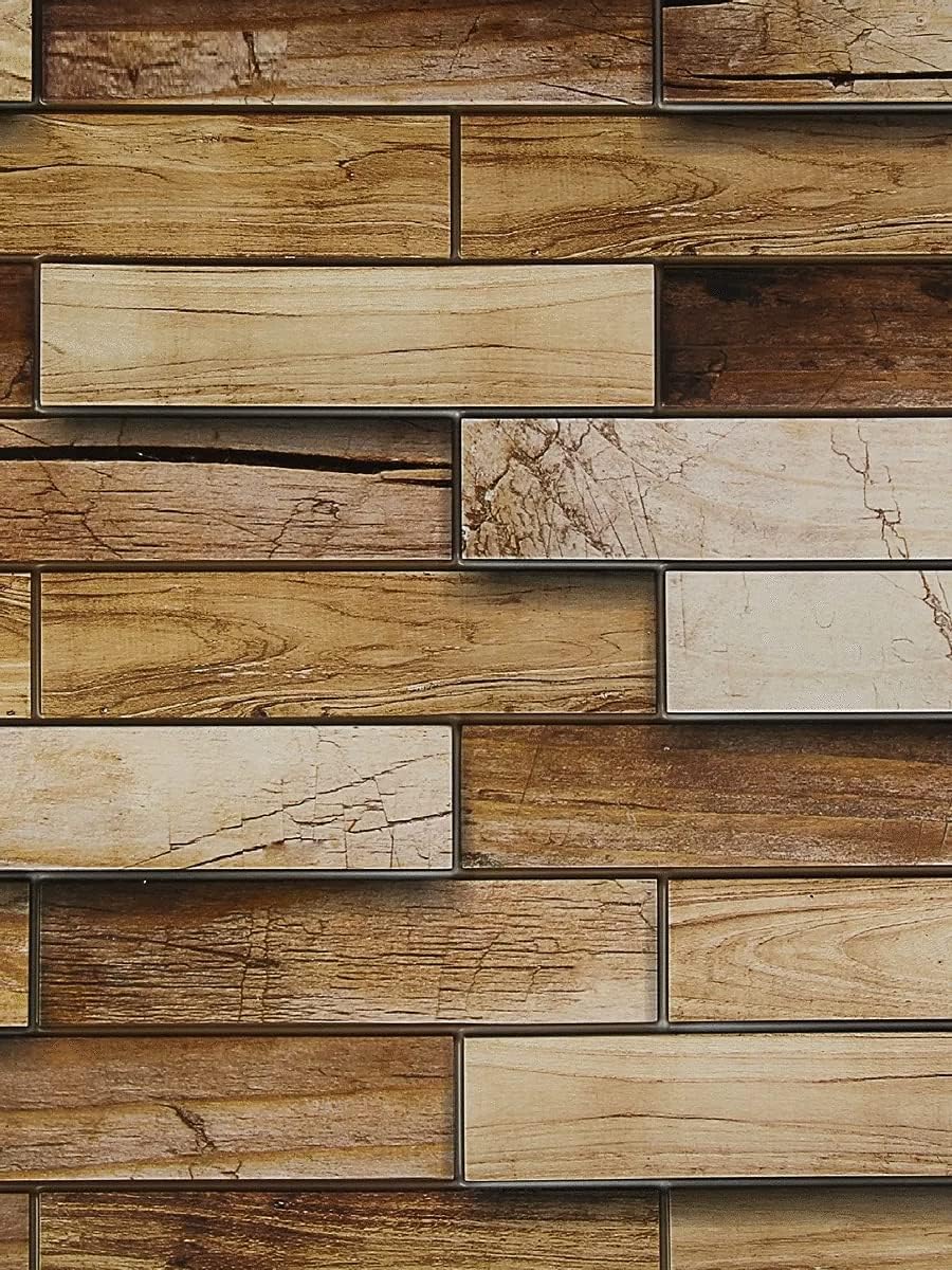 PVC Kunststoff Wandpaneele 3D Deko Fliesen Verkleidung - Holz (Haselnuss)