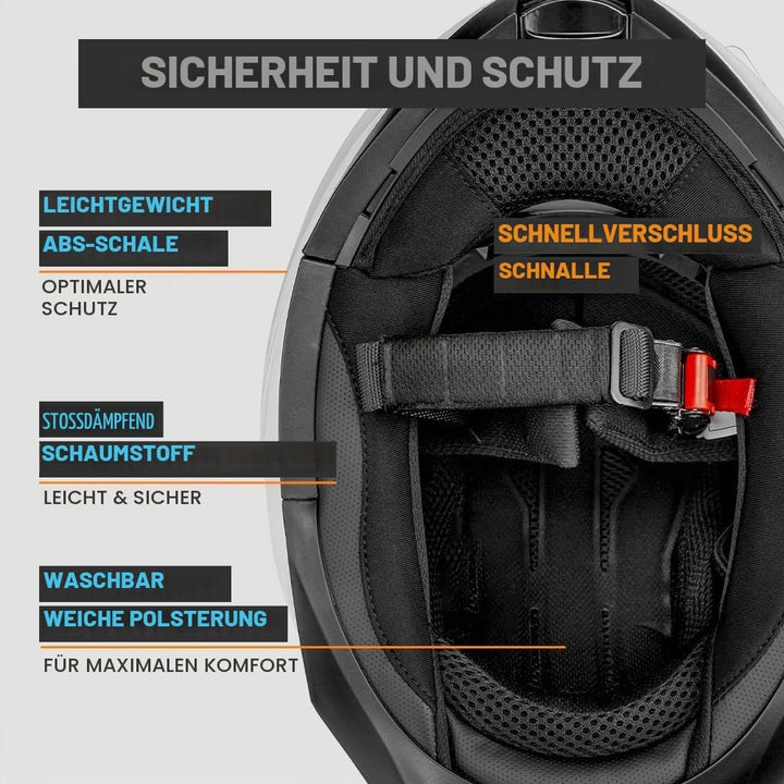Westt Klapphelm Flip up Motorradhelm Integralhelm Herren Damen mit verstärktem Kinnschutz Chopper Mo