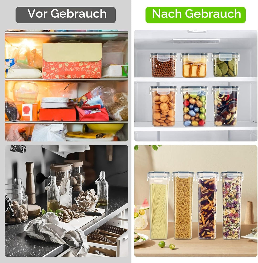 Vorratsdosen Set 8-teilig – 3×1L, 0.8L & 2×0.52L frischhaltedosen luftdicht + 2L & 1.4L vorratsdosen