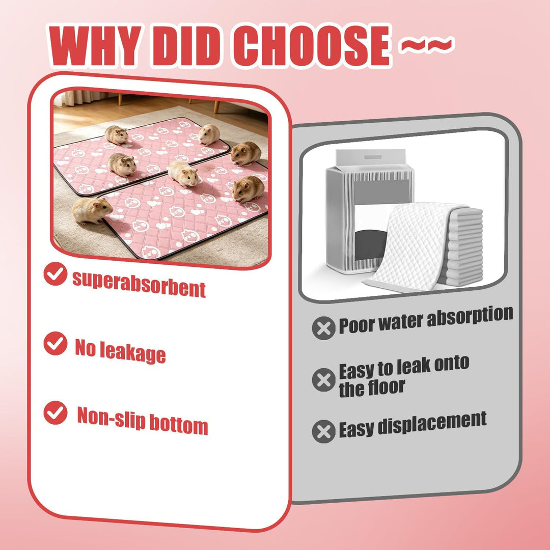 2 Stück Meerschweinchen Unterlage Waschbar 60x120cm, Pipipads Meerschweinchen Wasserdicht & Super Sa