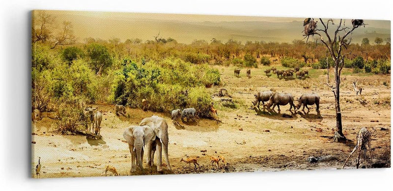 Wandbilder Dekoration Wohnzimmer Safari Tiere Panorama Bilder auf Leinwand 120x50cm Leinwandbild mit