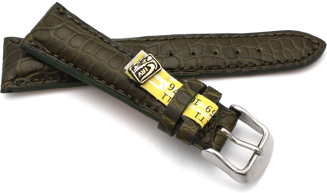 20mm XS Damenlänge Echt Alligator Vintage hangemacht in Deutschland Uhrenarmband Olive